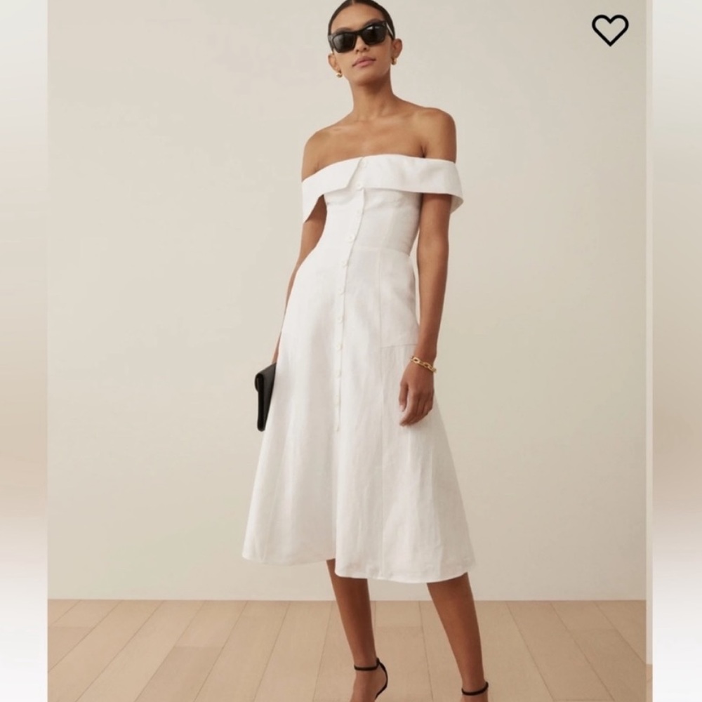 Reformation Adriel Linen Dress White
